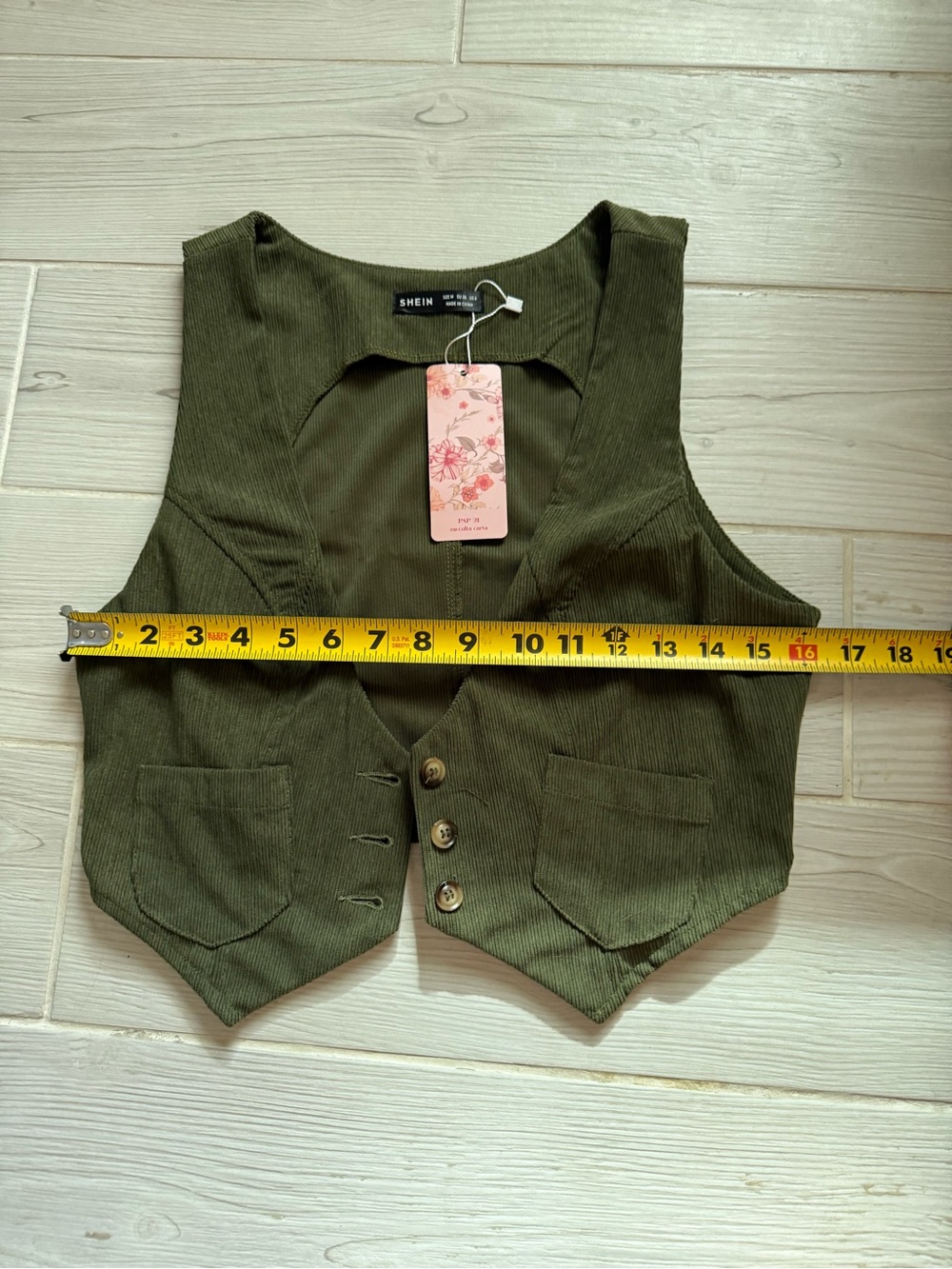 BWT Cropped Green Corduroy Vest - Picture 2 of 4